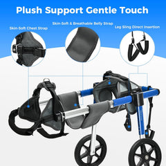 Dog Wheelchair for Back Legs – Adjustable Dog Wheelchair, Aluminum Frame with Padded Harness, All-Terrain Wheels for Medium Dogs, Corgi Dachshund Mobility Support Cart for Back Legs