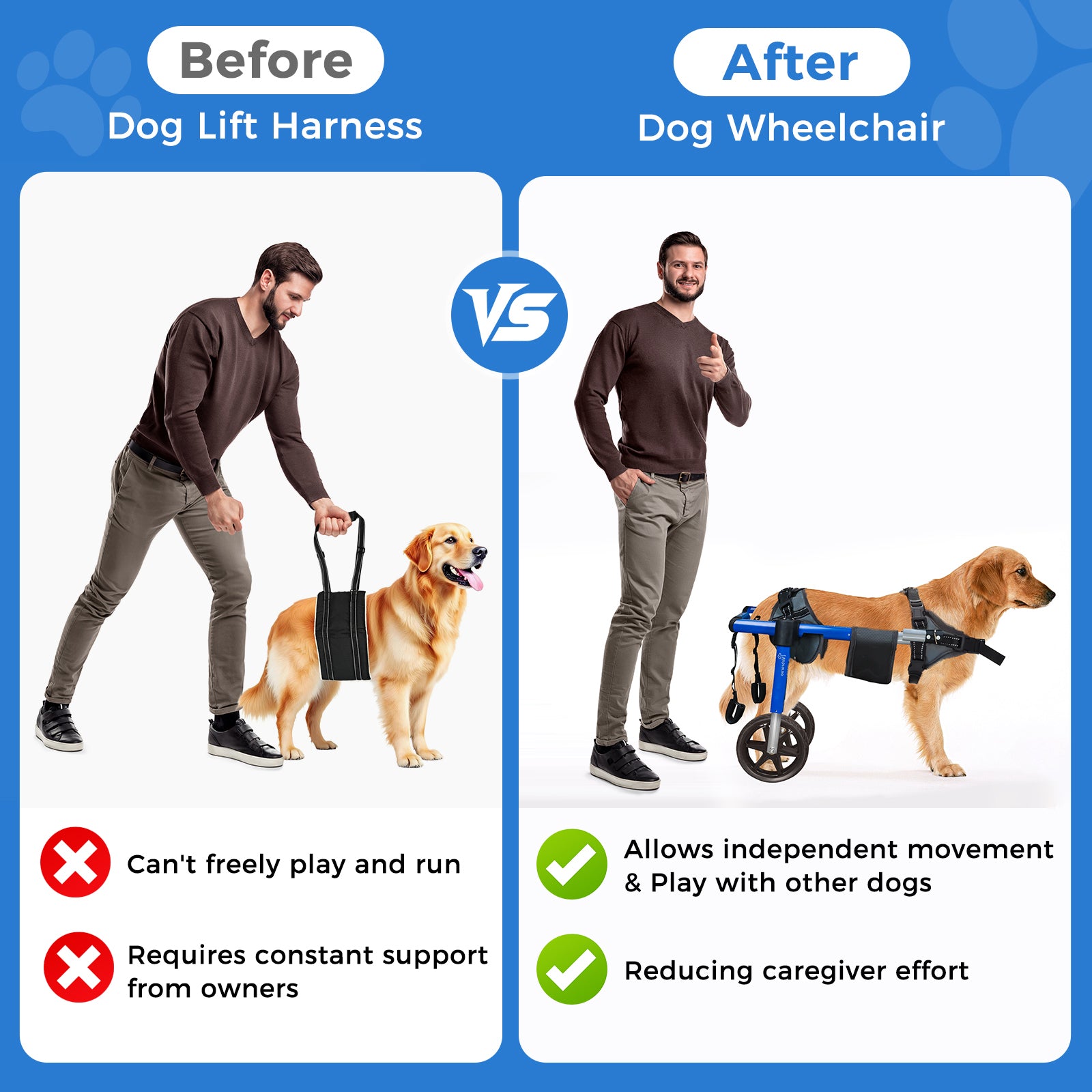Virbraroo Dog Wheelchair for Back Legs,Large Dog Wheelchair