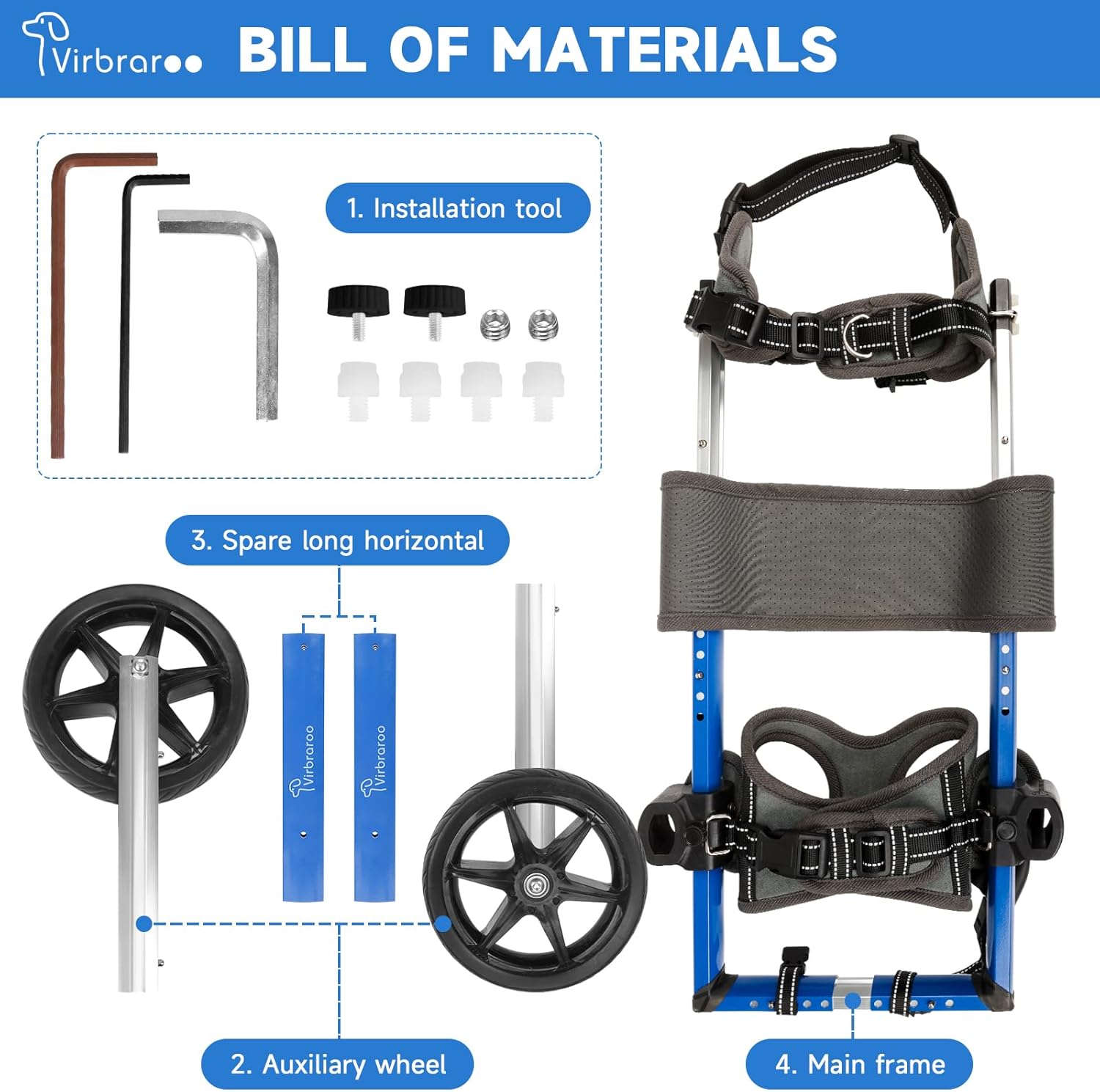 Virbraroo Dog Wheelchair for Back Legs, Dog Wheelchair Medium