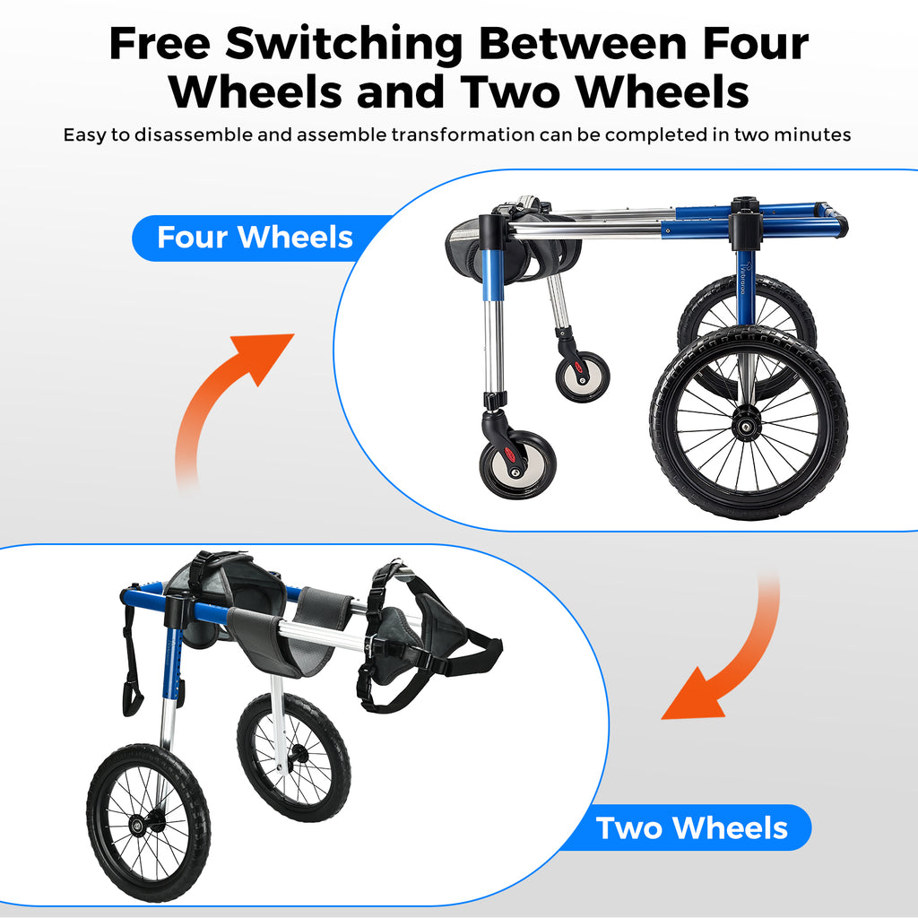 Dog Wheelchair Front Wheel Kit for Upgrading Hind Leg Wheelchair to Four Wheel Chair M/L/XL/XXL
