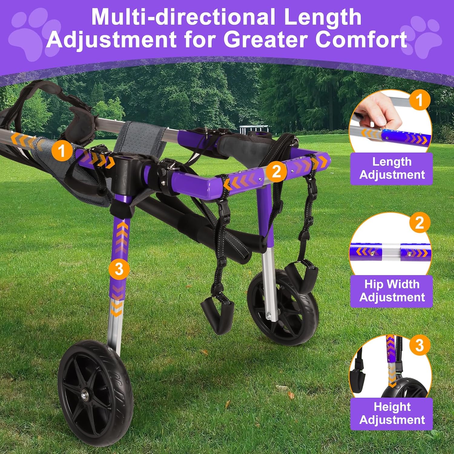 Dog Wheelchair for Back Legs - Lightweight Aluminum Alloy Dog Wheelchair Medium