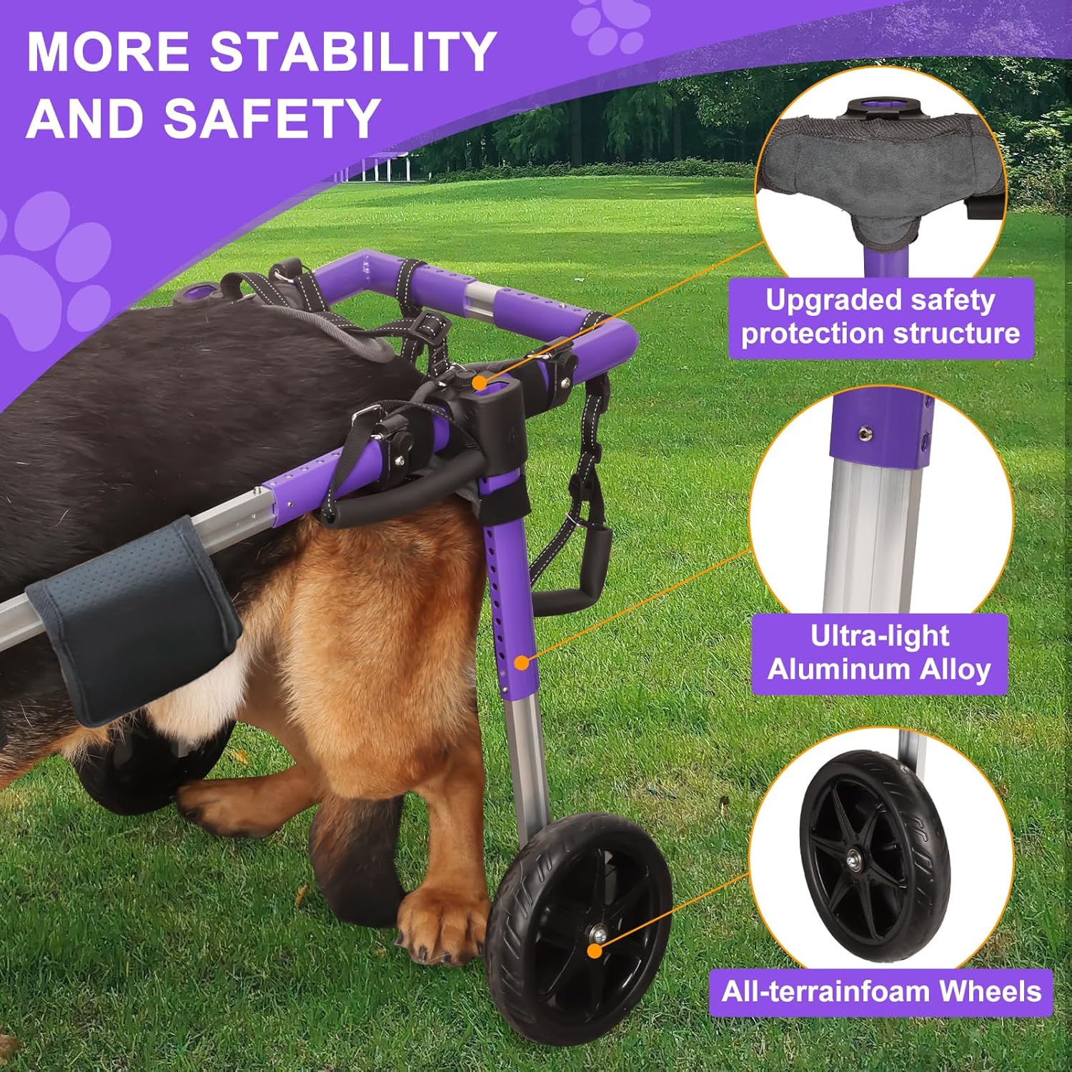Dog Wheelchair for Back Legs - Lightweight Aluminum Alloy Dog Wheelchair Medium