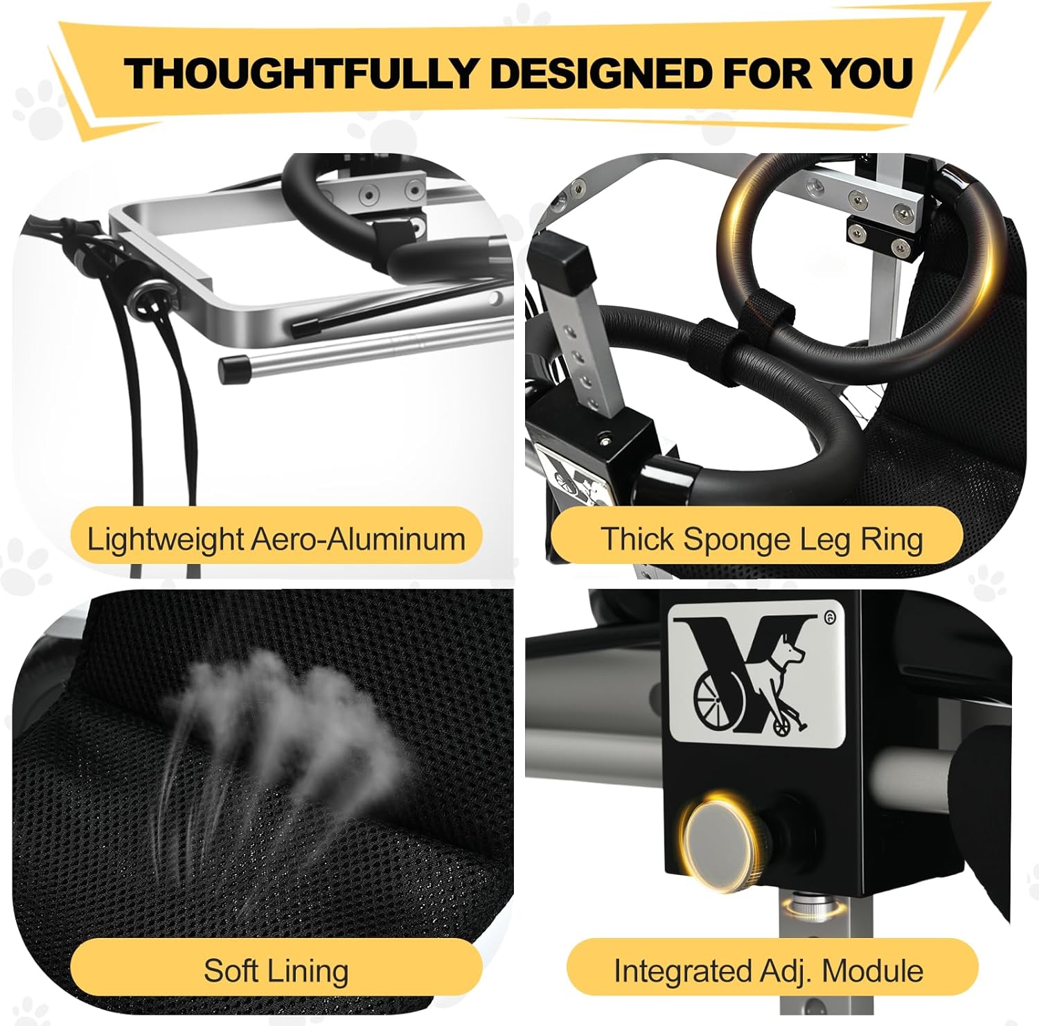 All-Terrain Dog Wheelchair for Back Legs - Lightweight & Adjustable for Medium to Large Dogs - Easy to Assemble Mobility Aid