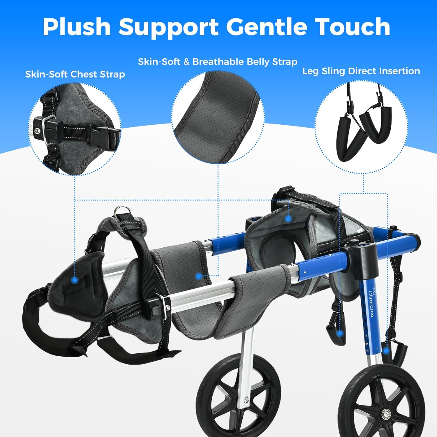 Dog Wheelchair for Back Legs – Adjustable Dog Wheelchair, Aluminum Frame with Padded Harness, All-Terrain Wheels for Medium Dogs, Corgi Dachshund Mobility Support Cart for Back Legs