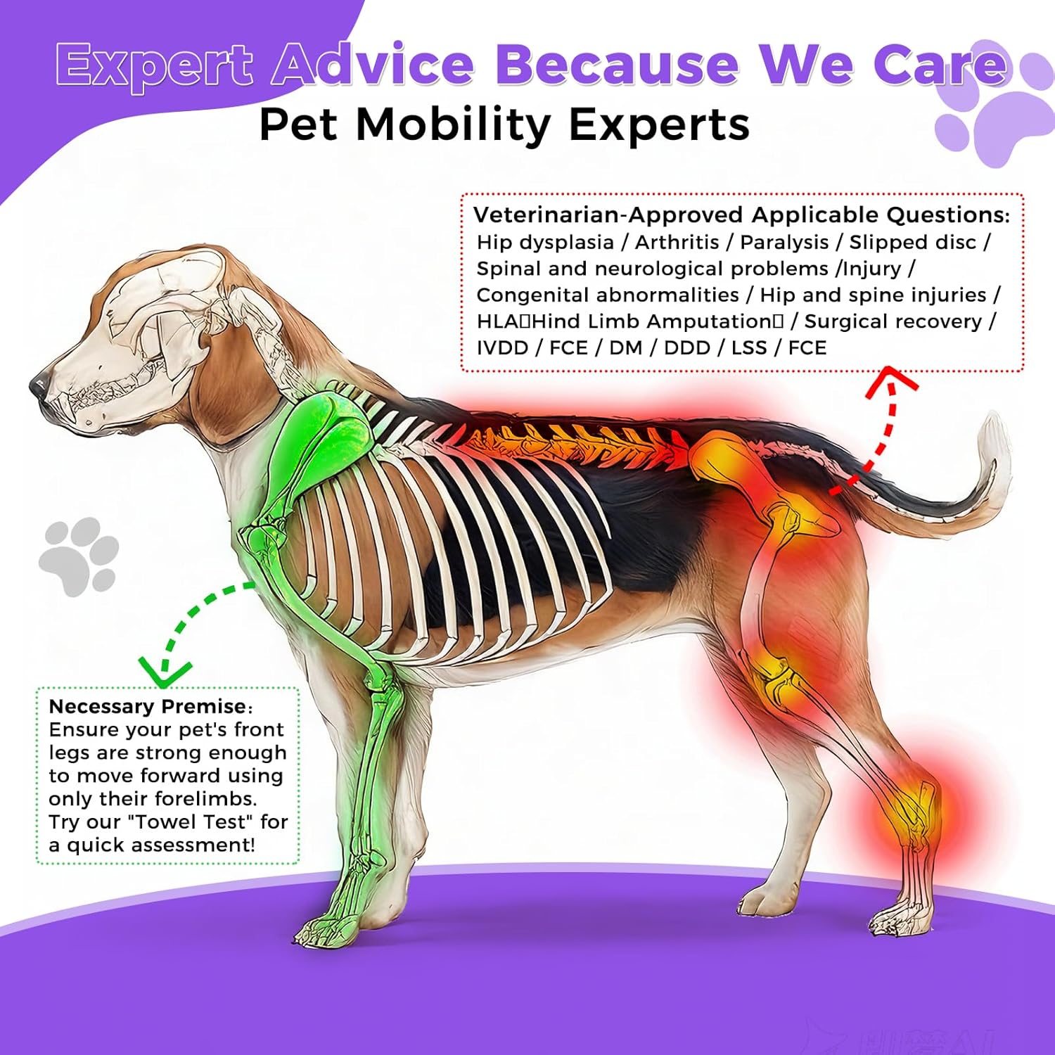 Dog Wheelchair for Back Legs - Lightweight Aluminum Alloy Dog Wheelchair Medium