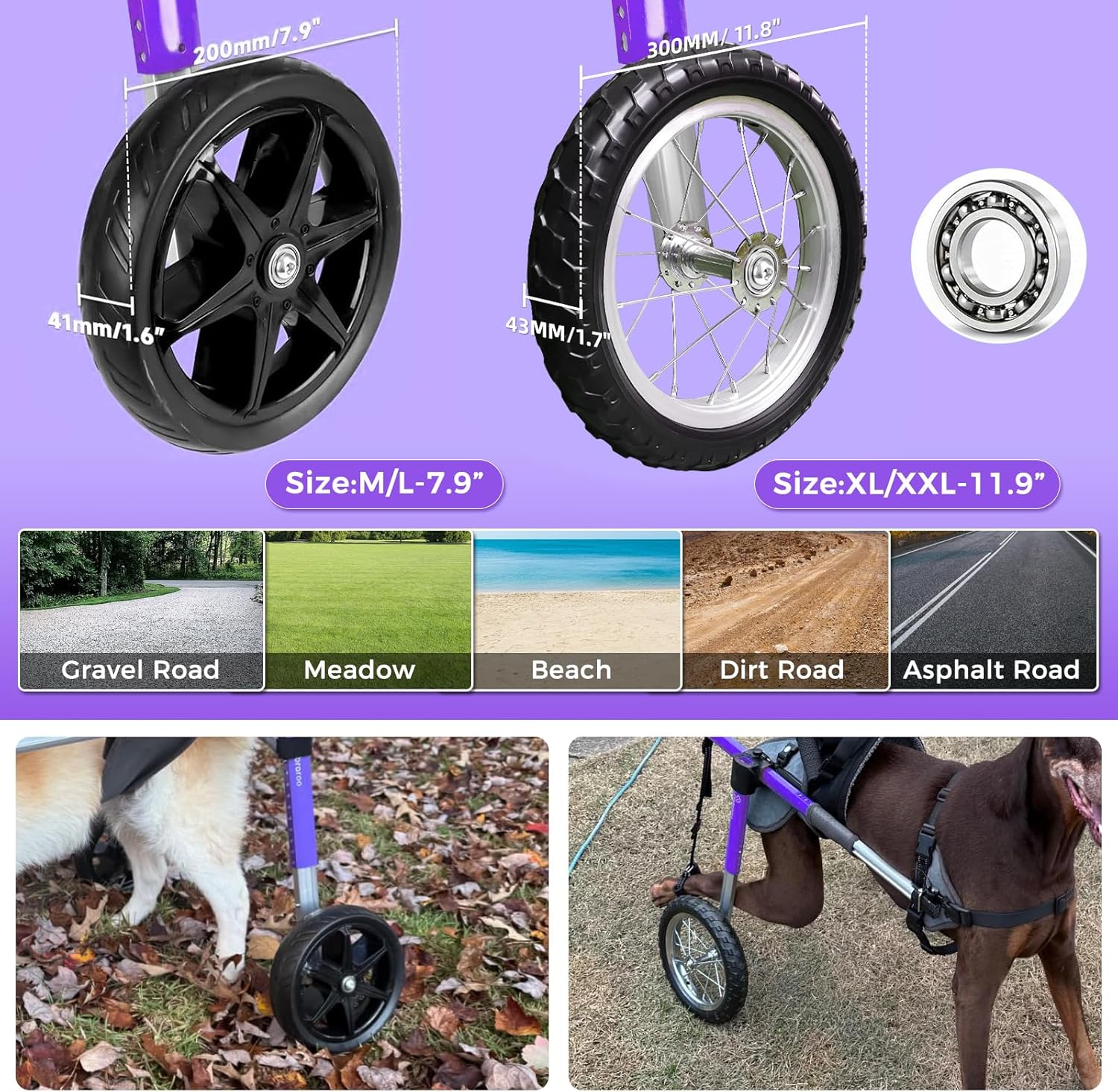 Dog Wheelchair for Back Legs - Lightweight Aluminum Alloy Dog Wheelchair for Large dog