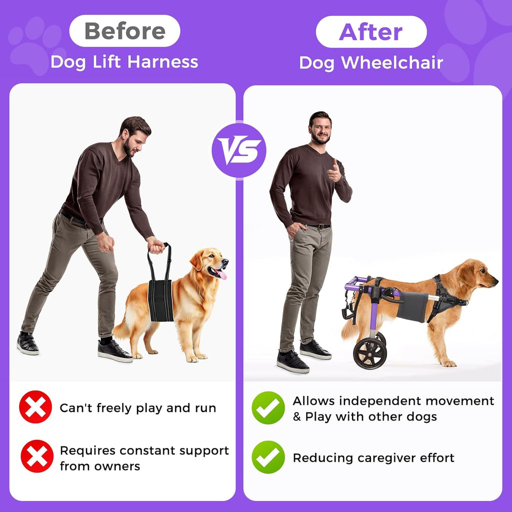 Dog Wheelchair for Back Legs - Lightweight Aluminum Alloy Dog Wheelchair for Large dog